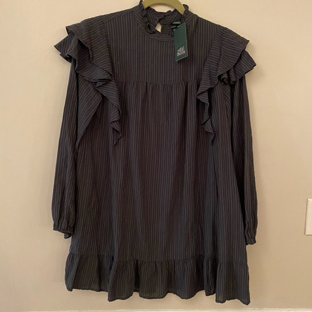 Wild Fable black striped dress NWT
